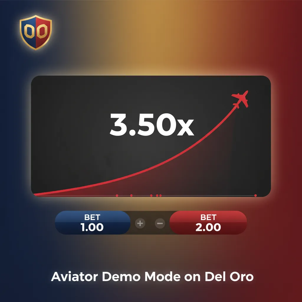 Aviator demo on Del Oro: practice with virtual funds; watch multipliers; try auto bet and auto cash out.
