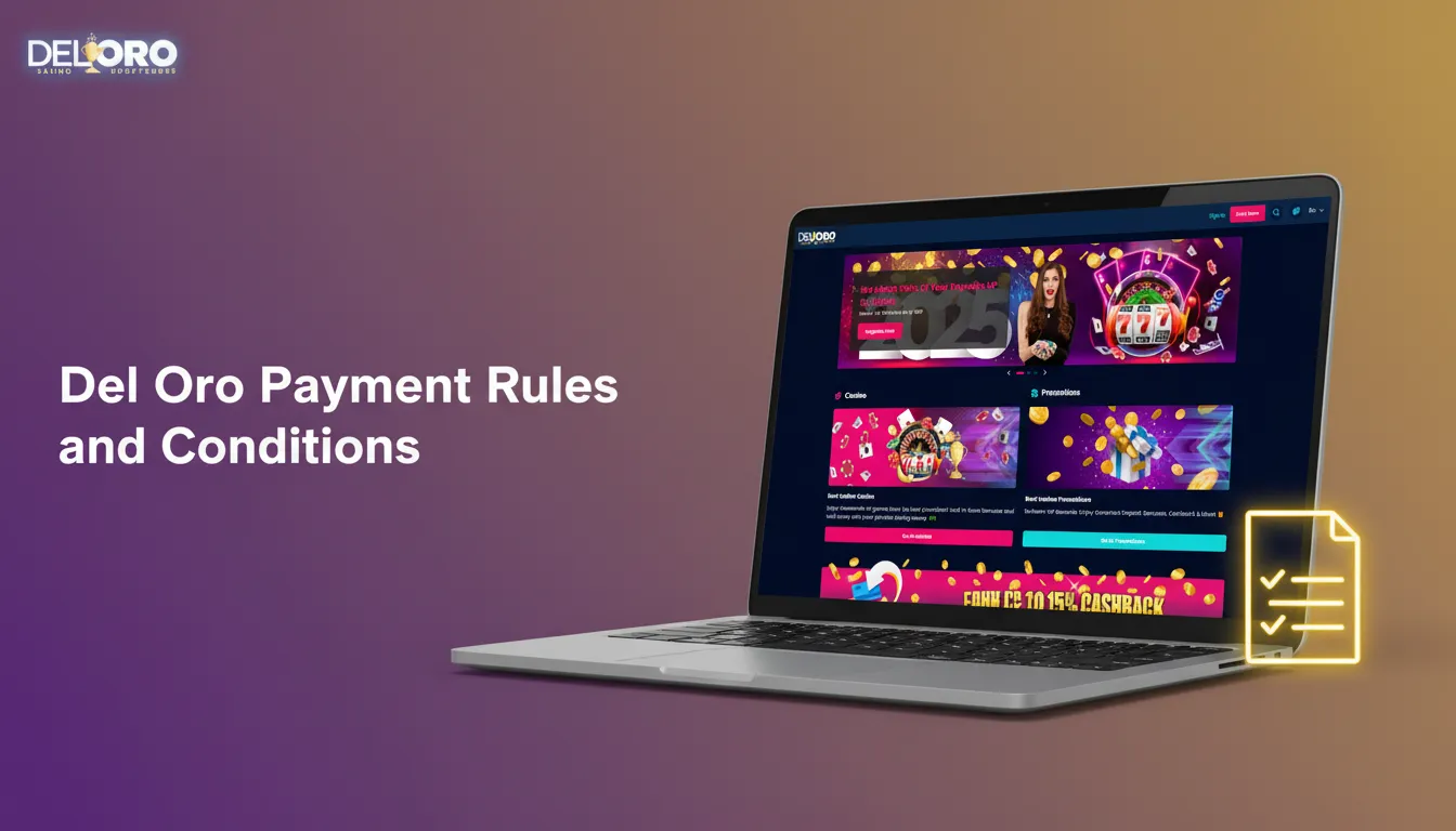 Del Oro payment rules: use your own method, complete verification, withdraw to original method, limits and bonus wagering.