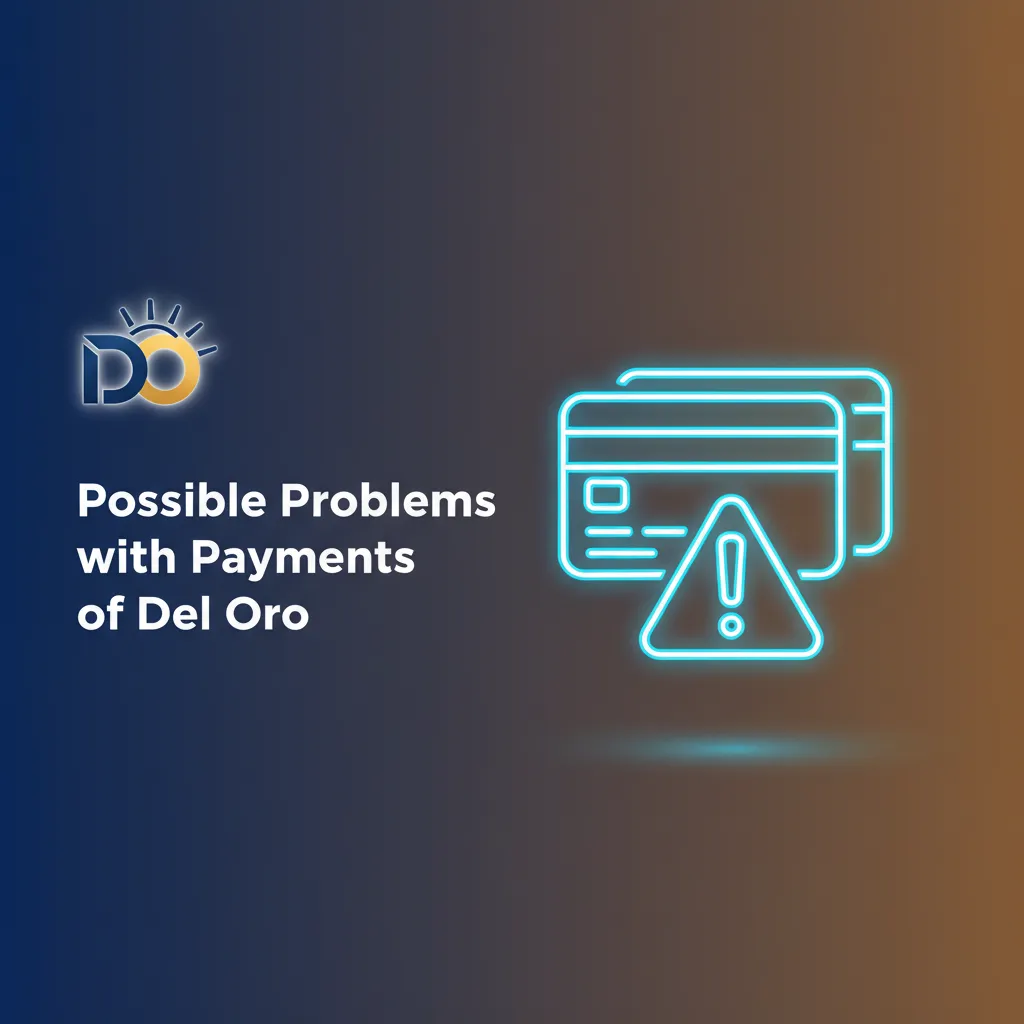 Infographic on Del Oro payment issues for UK players: card declined, SCA failed, name mismatch, verification, limits.