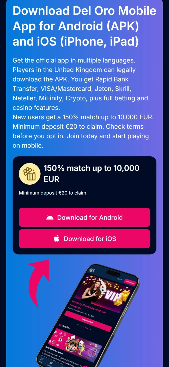 Select the download button for the iOS version of Del Oro App.