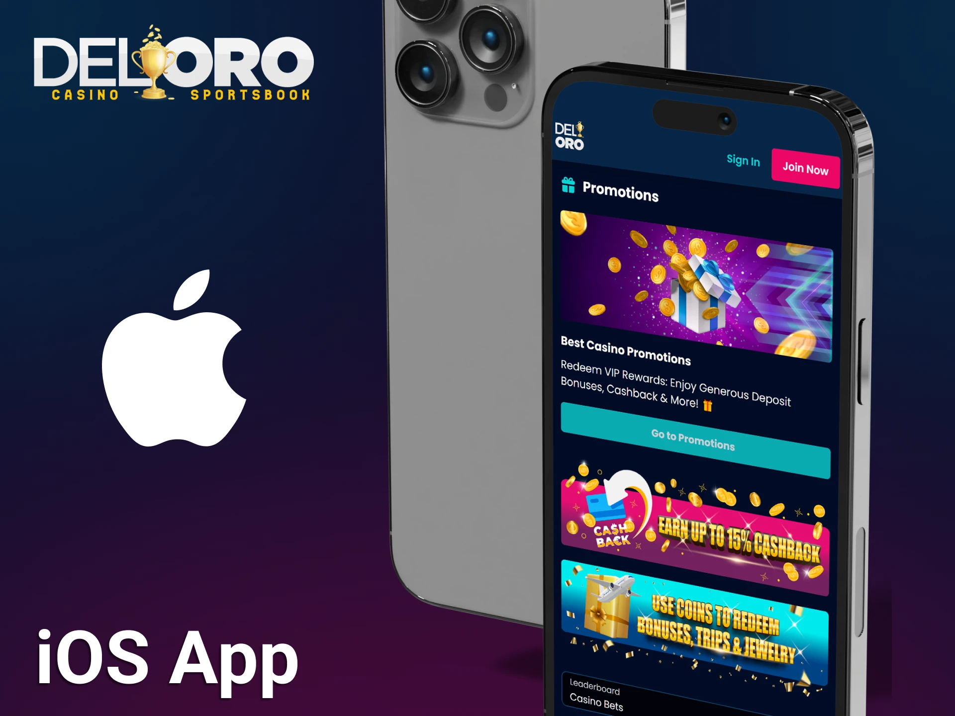 Experience premium features on the Del Oro App for iOS users.