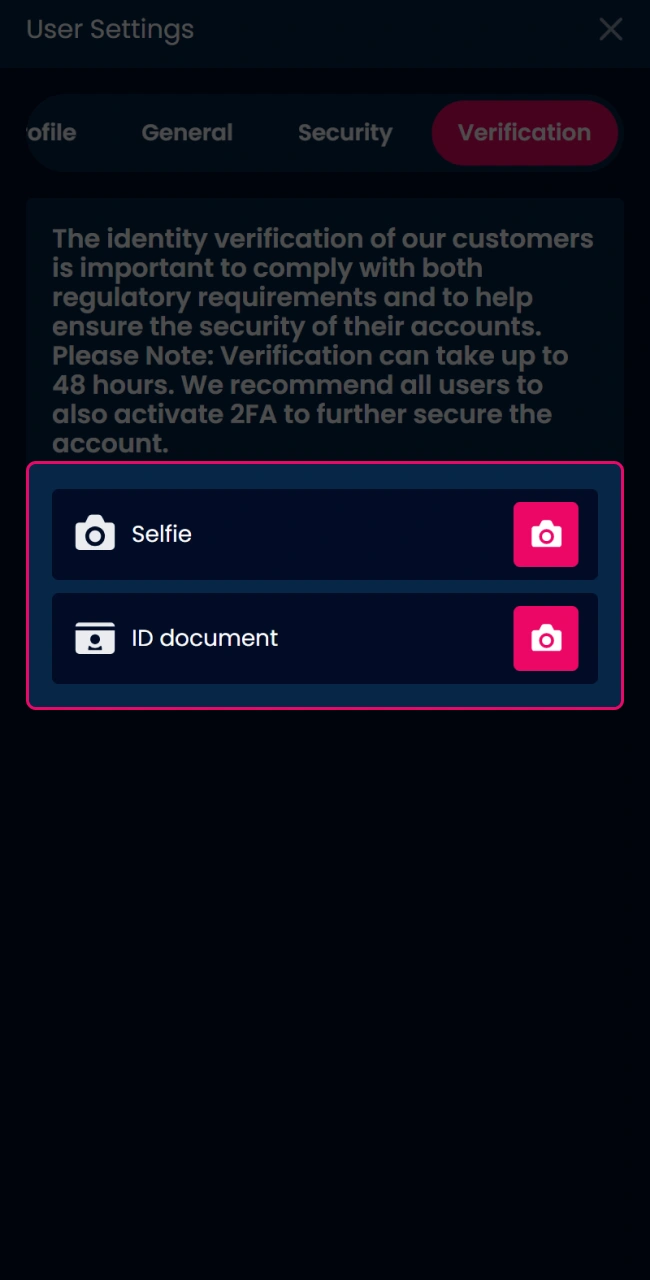 Access the Del Oro verification portal to upload high-quality photos of your government-issued ID and a validation selfie.